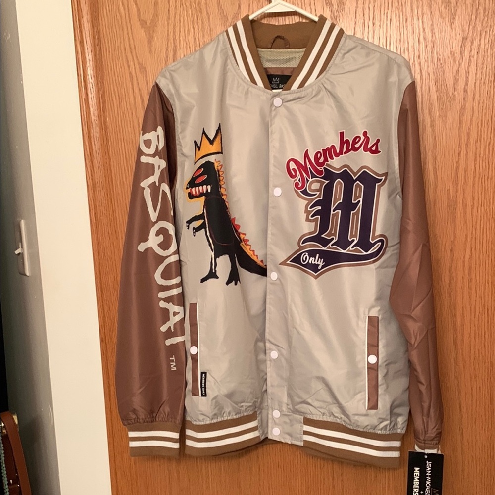 Members Only Basquiat Tan and Brown Bomber Light Jacket
